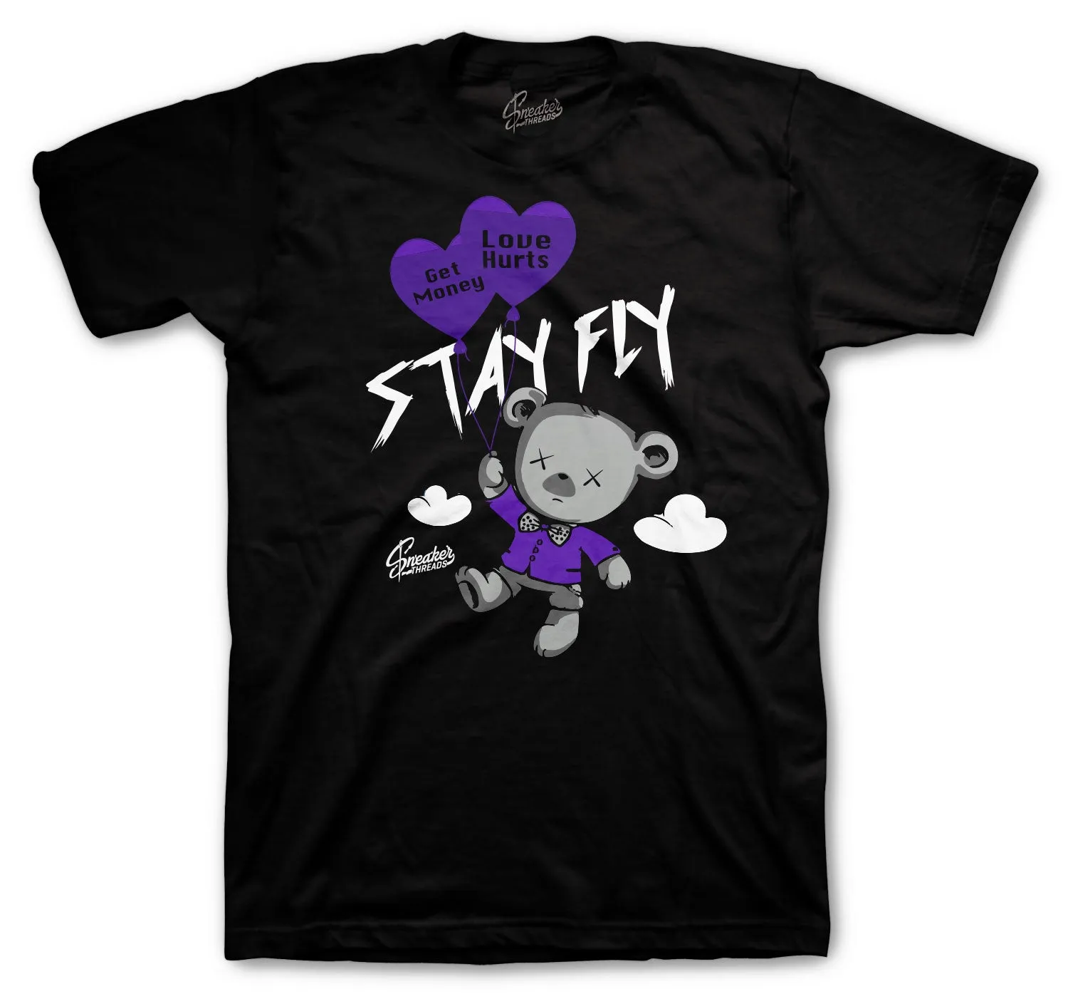 Retro 13 Court Purple Shirt - Money Over Love -  Black