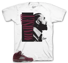 Retro 5 Burgundy Shirt - Mindset - White