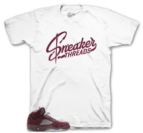 Retro 5 Burgundy Shirt - ST Logo - White