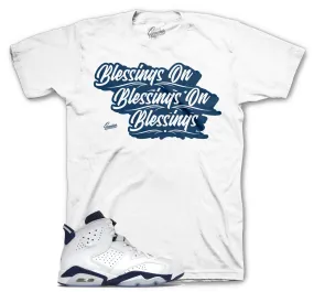 Retro 6 Midnight Navy Shirt - Blessings - White