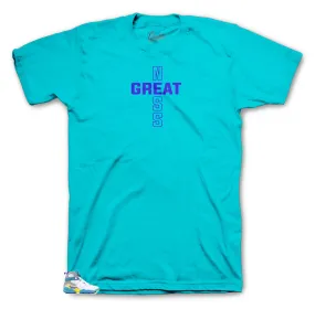 Retro 8 White Aqua Shirt - Greatness Cross - Teal