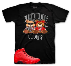 Retro 9 Chile Red Shirt - Thug Bears - Black