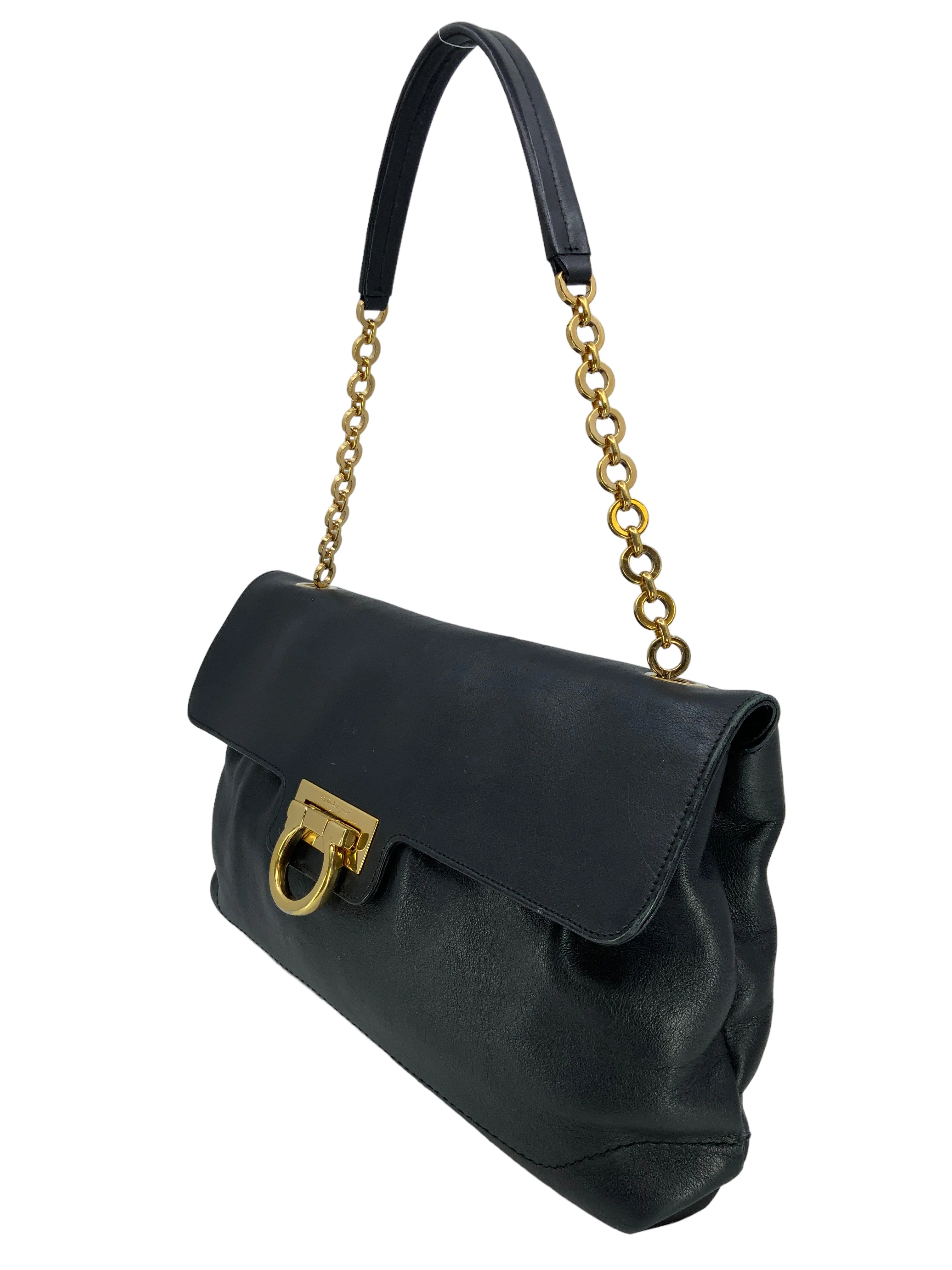 Salvatore Ferragamo Gancini Leather Flap Shoulder Bag