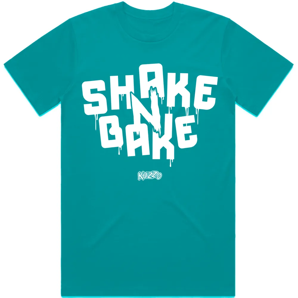 SHAKE N BAKE : Teal Sneaker Tees Shirt (white ink)