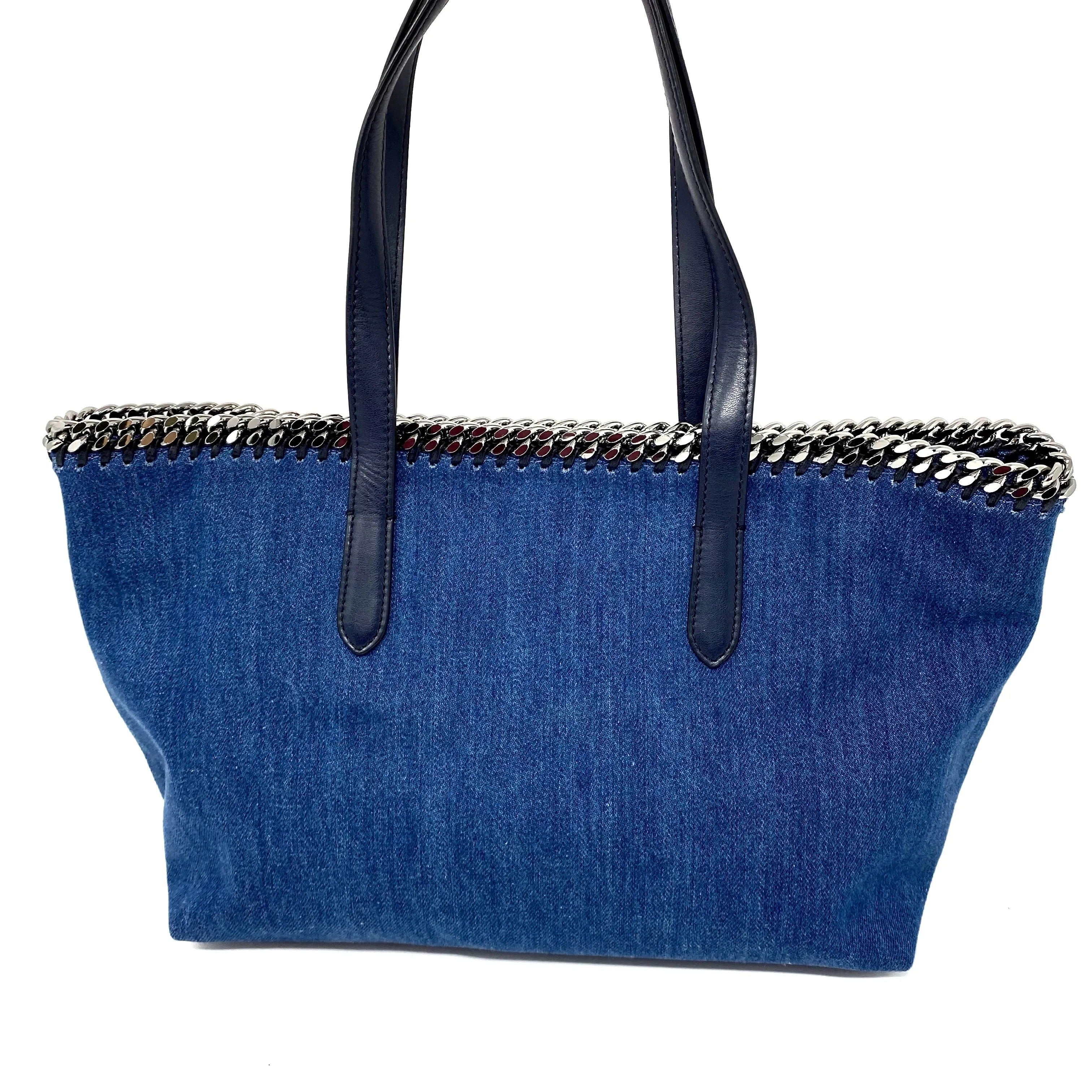 Stella McCartney Falabella Desert Embroidered Flowers Denim Tote Bag