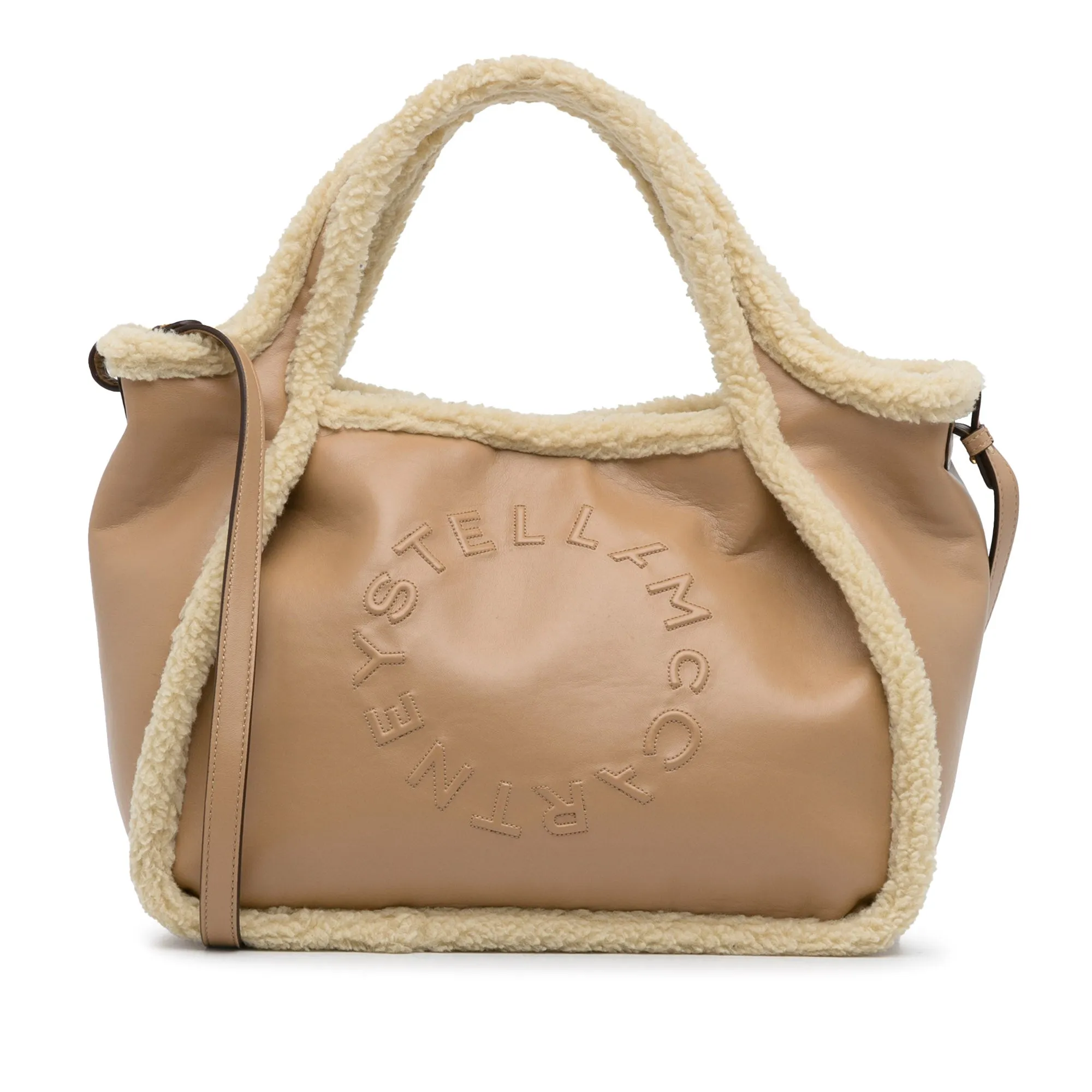 Stella McCartney Stella Logo Beige Shearling Trimmed