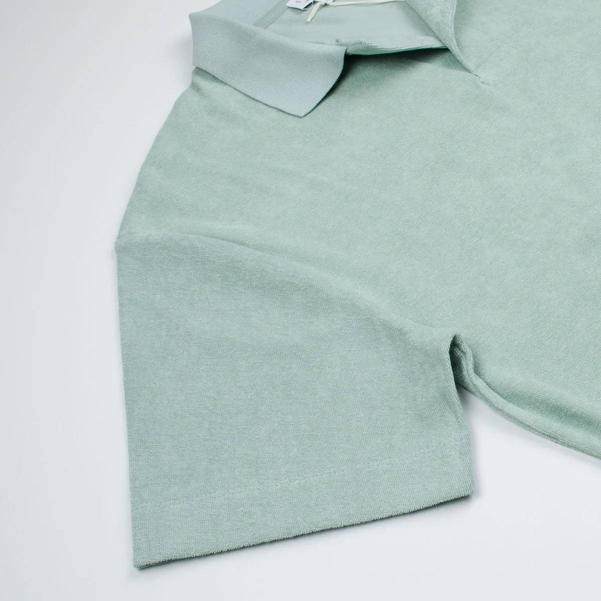 Sunspel - Short Sleeve Terry Polo - Dusky Green