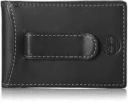 Timberland Premium Genuine Leather Black Flip Clip Wallet