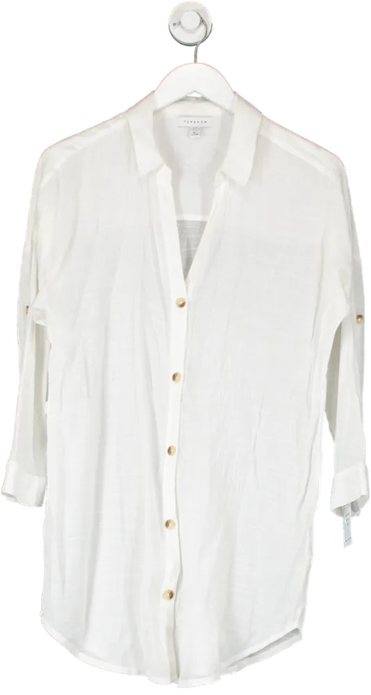 Topshop White Textured Shirt UK XS