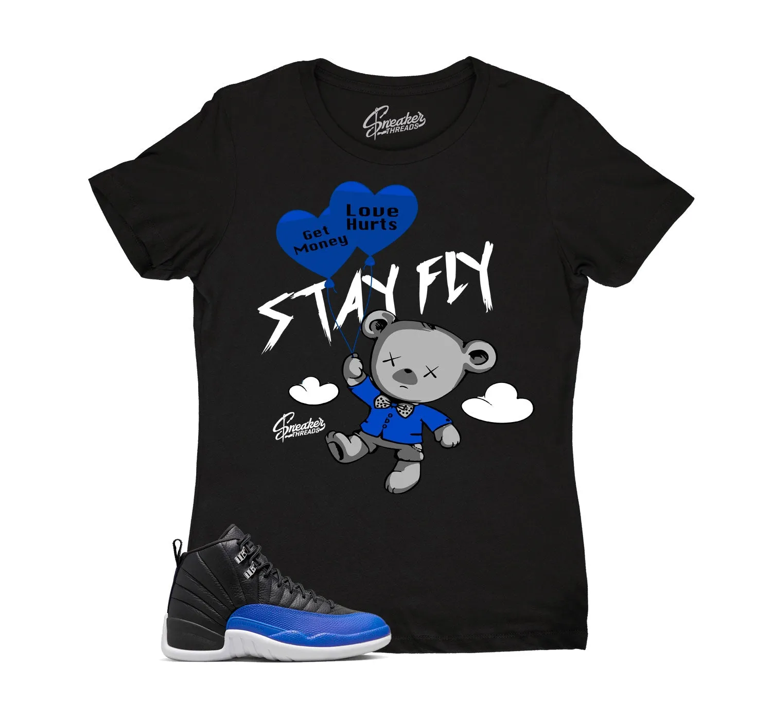 Womens Hyper Royal 12 Shirt - Money Over Love - Black