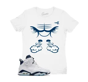 Womens Midnight Navy 6 Shirt - Raging Face - White