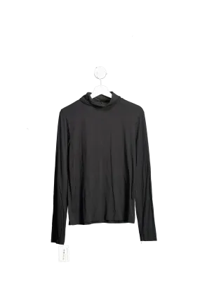 ZARA Black Soft Mock Neck T-shirt UK L