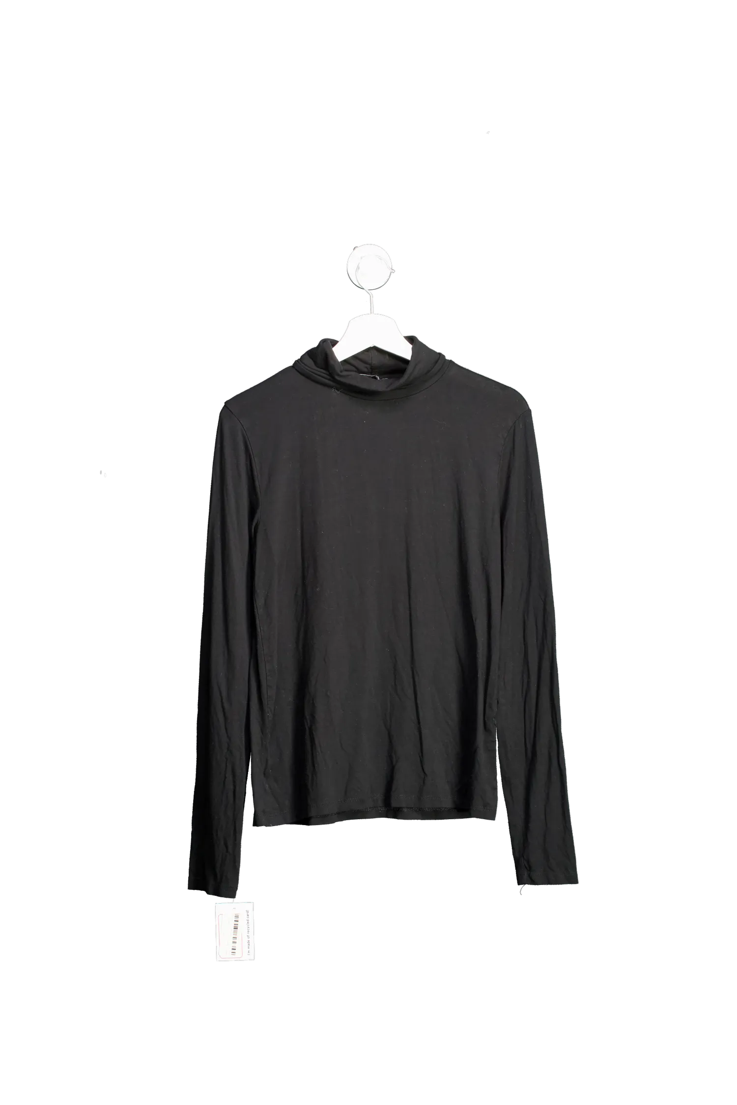 ZARA Black Soft Mock Neck T-shirt UK L